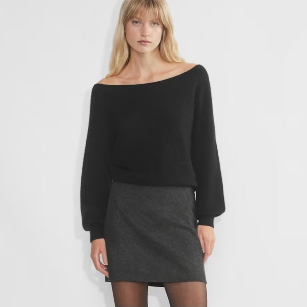 Aritzia Wilfred Classic Mini Skirt in Heather Charcoal - 8